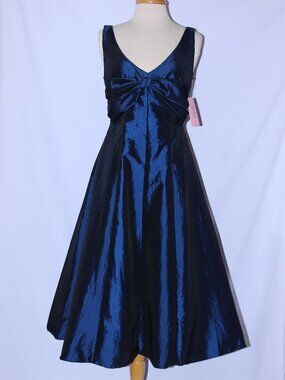 Juno #769 Taffeta Formal or Evening Dress-Size L- NAVY BLUE-NEW